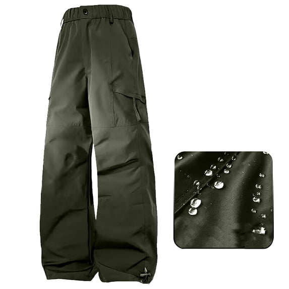 Cargo Pants For Women Waterproof Windproof Button Straight Leg Adjustable Hems Outdoor Sport Trousers With Multi Pockets (5XL, Army Green)