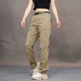 thumbnail image 1 of Cargo Pants For Women Waterproof Windproof Button Straight Leg Adjustable Hems Outdoor Sport Trousers With Multi Pockets (XL, Khaki-A), 1 of 8