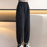 Cargo Pants for Girls 10-12 Baggy elastic waist Sweatpants Oversized Drawstring Hip Hop Street Dance Trousers Loose Jogger Trousers with Pockets Clearance