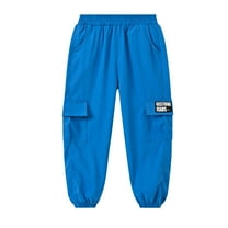 Cargo Pants Girls 10-12 Elastic Waist Casual Cargo Jogger Active Pants Multi Pockets Sweatpant Unisex Kids 5-13 Years (12-13T, Blue)