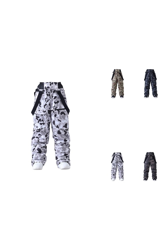 Cargo Pants, Insulated Waterproof Windproof for Skiing Snowboarding Winter Outdoor Activities, Camouflage Snowboard Baggy Snow Bibs Overall