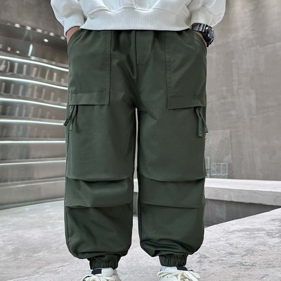 Cargo Pants Kids Boy Elastic Waist Pants Jogger Baggy Cargo Pants Boys Casual Pants Boys School Pants Boys Clothes Size 6-7 Years