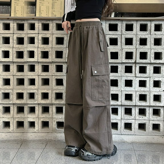 Cargo Pants Kids Casual Baggy Pants Straight Leg Brown Cargo Pants with Pockets Girls Pants Size 4-5 Years