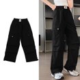 thumbnail image 1 of Cargo Pants Kids Casual Girls Elastic Waist Cargo Pants Baggy Cargo Pants Girl Wide Leg Pants Girls 6-7 Years Pants, 1 of 9