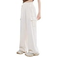 thumbnail image 1 of Cargo Pants Kids Classic Baggy Cargo Pants Elastic High Waisted Beige Cargo with Pocket Cute Outfits for Girls 12-14 Years, 1 of 4