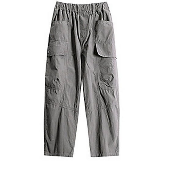 Cargo Pants Kids Classic Baggy Cargo Pants Elastic Waist Grey Cargo Pants with Pockets Girl Pants Size 7-8 Years