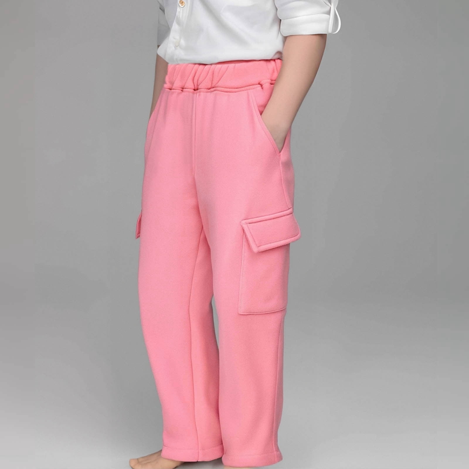 Girls Pink Paper Bag Multi Pocket Pants main image 1