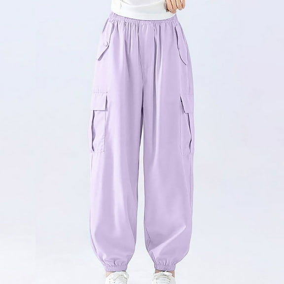 Cargo Pants Kids Slim Fit Baggy Pants Kids Straight Leg Purple Cargo with Pocket Cute Outfits for Girls 11-12 Years