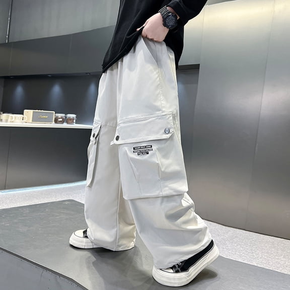 Cargo Pants Kids Slim Fit Cargo Joggers Straight Leg Beige Cargo with Pockets Girl Pants Size 6-7 Years