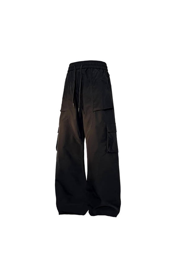 Cargo Pants for Men Big and Tall Baggy Plus Size Multi Pockets Drawstring Wide Leg Trousers Casual Solid Elastic Waist Streetwear Hiking Work Pant S-5X