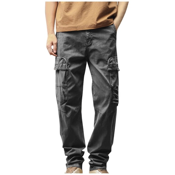 Cargo Pants for Men Big and Tall Elastic Waist Blended Breathable Comfortable Soft Beach Casual Full Length Pants Fitness Pants Cargo Pants Trousers Gray L