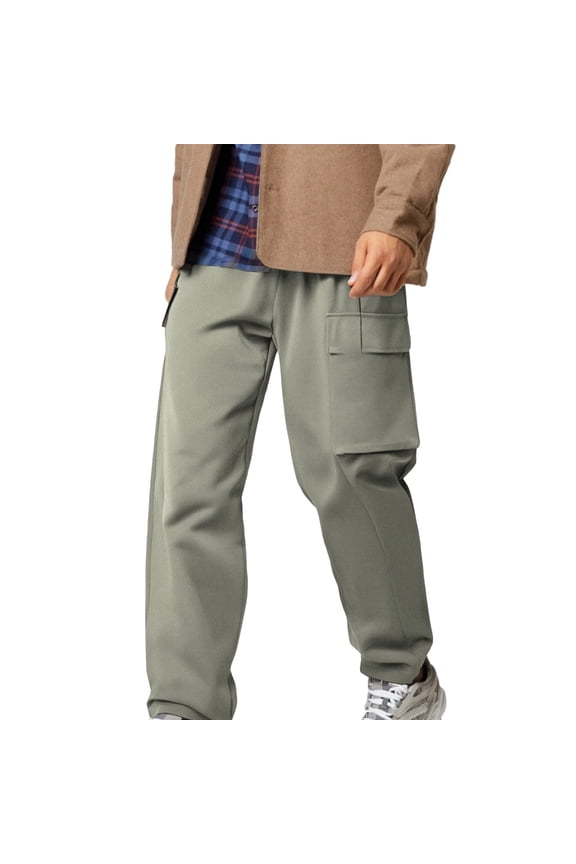 Cargo Pants Men Loose Fit Straight Cool Ice Fiber Casual Lightweight Long Outdoor Activities Trousers Green XL