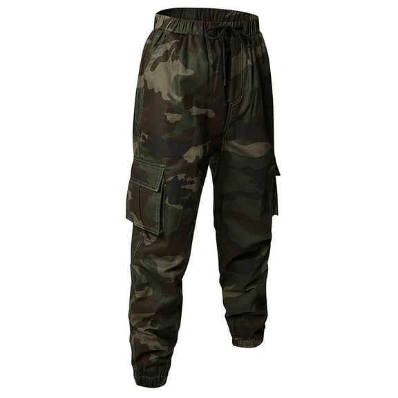 Cargo Pants Men Men's Outdoor Breathable Large Size Cargo Pants Youth Loose Casual Nine Point Trousers Men Sweatpants Camouflage S