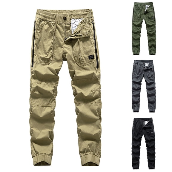 Cargo Pants for Men with Pockets Ball and Tall Elastic Waist Trousers Men's Casual Lightweight Quick-Drying Hiking Running Workout Outdoor Sports Sweatpants Army Green S