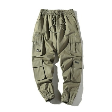 Cargo Pants for Men Qiggri Men's Solid Casual Pocket Outdoor Elastic Waistbelt Jogger Drawstring Trousers Work Pants Tactical Pants Sweatpants for Men Mens Pants Men Cargo Pants