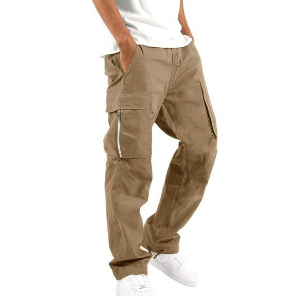 Cargo Pants for Men Relaxed Fit Cargo Pants for Mens 2025 Plus Size Fshion Solid Color Casual Multiple Pockets Outdoor Straight Type Fitness Pants Cargo Pants Trousers