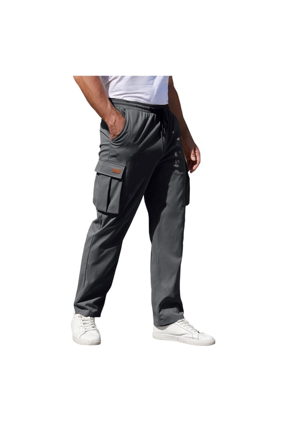Cargo Pants Men Relaxed Fit Slim Fit Straight Leg Drawstring Elastic Waist Hiking Tactical Pants Mens Cargo Sweatpants with Pockets