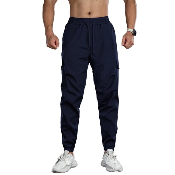 Cargo Pants Men Relaxed Fit Slim Fit Straight Leg Elastic Ankle Work Pants Men's Casual Pants Mens Jogger Pants with Pockets