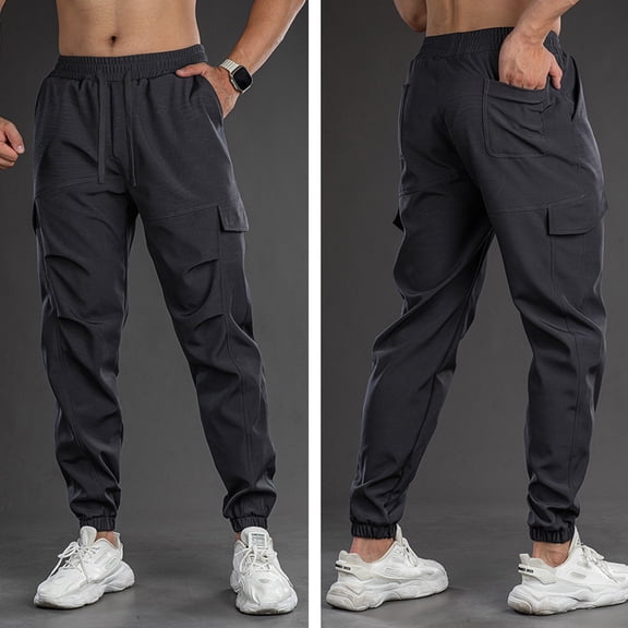 Cargo Pants Men Relaxed Fit Slim Fit Straight Leg Elastic Ankle Workout Pants for Men Casual Pants for Men Men's Sweatpants with Pockets