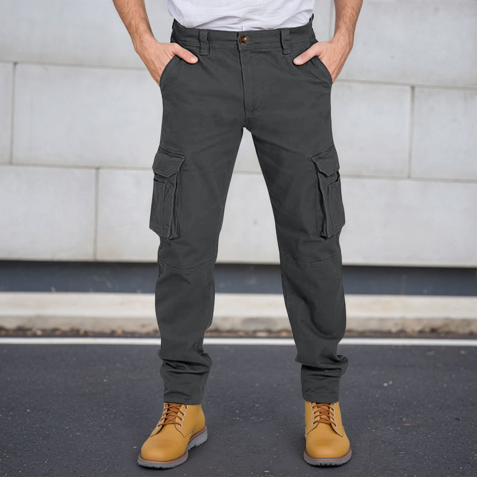 Cargo Pants Men Relaxed Fit Straight Leg Casual Pants for Men Workout ...