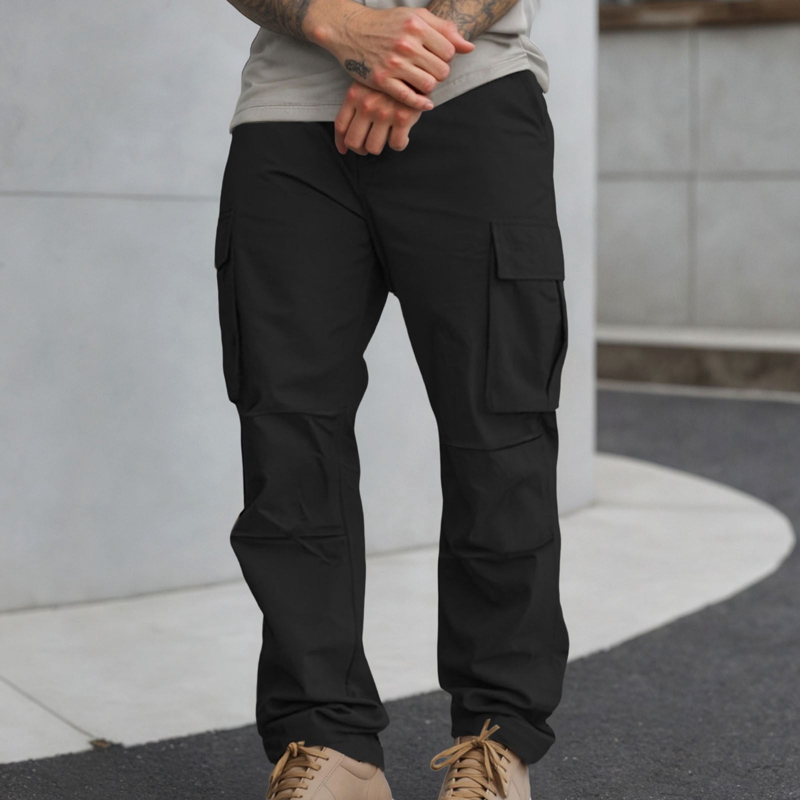 Cargo Pants Men Relaxed Fit Straight Leg Men's Casual Pants Hiking ...
