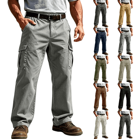 Cargo Pants Men Ripstop Hiking Breathable Multi Pocket Trousers Relaxed Fit Outdoor Utility Pants for Fishing Construction