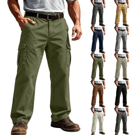 Cargo Pants Men Ripstop Hiking Breathable Multi Pocket Trousers Relaxed Fit Outdoor Utility Pants for Fishing Construction