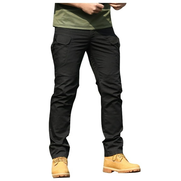 Cargo Pants Men Slim Fit Wide Leg Jogging Sweatpants Trousers High Waisted Street Hop Trousers Regular Fit Casual Cargo Pant,Black,M
