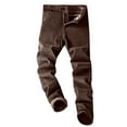 thumbnail image 1 of Men's Pants Stretch Corduroy Corduroy Regular Casual Straight Leg Work Pants for Men Brown S-28, 1 of 4