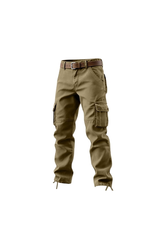 Cargo Pants for Men Water Resistant Elastic Waist Cargo Pants Military Construction Hiking Joggers with Multi-Functional Pockets Big and Tall Cargo Trousers,Yellow M