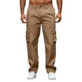 thumbnail image 1 of Cargo Pants for Men Water-Resistant Elastic Waist Cargo Pants Ripstop Breathable Military Hiking Pants with Multi Pockets Big and Tall Trousers,Brown L, 1 of 4