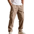 thumbnail image 1 of Cargo Pants for Men Water-Resistant Stretch Waistband Cargo Pants Military Hiking Lightweight Ripstop Pants with Multi-Functional Pockets Big and Tall Cargo Work Pants,Brown XL, 1 of 4