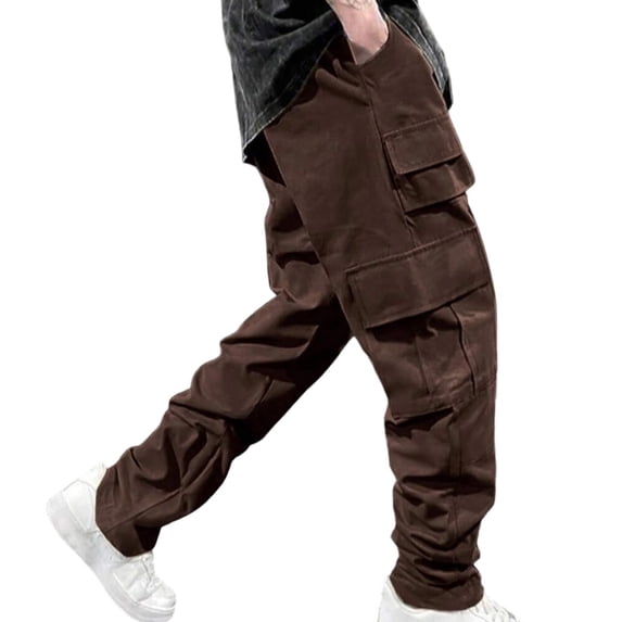 Cargo Pants for Men Water Resistant Stretch Waistband Cargo Pants with Multi Pockets Quick Dry Pants Lightweight Durable Ripstop Military Big and Tall Cargo Work Pants,Brown M