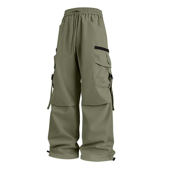Cargo Pants Men Work Casual Athletic Pants Straight Leg Lightweight Streetwear Sweatpants Spring Fall Army Green L