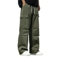 thumbnail image 1 of Cargo Pants Men Work Casual Work Pants Outdoor Athletic Street Style Loose Lightweight Spring Fall Trousers Green XXL, 1 of 5