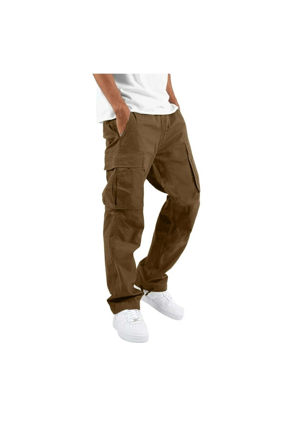 Cargo Pants Men Work Mens Casual Chino Pants Elastic Waist Lightweight Trousers Classic-Fit Business Dress Pants with Pockets