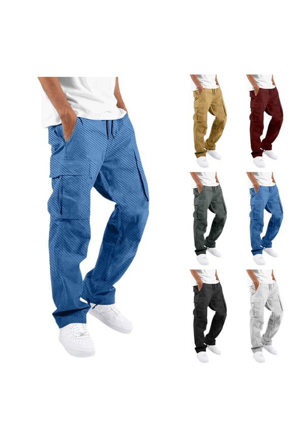 Cargo Pants Men Work Mens Corduroy Joggers Pants Casual Cargo Pants Drawstring Elastic Waist Baggy Tapered Sweatpants with Pockets