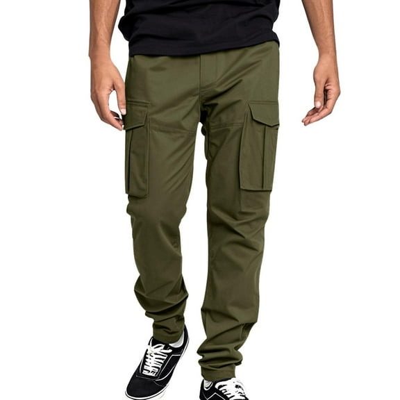Cargo Pants Men Work Outdoor Tactical Workwear Pants Amekaji Style Running Straight Leg Lightweight Casual Army Green XL
