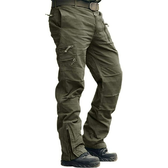 Cargo Pants Men Work Tactical Hiking Pants Multi Pocket Outdoor Fishing Climbing Water Resistant Workout Casual Street Green 30