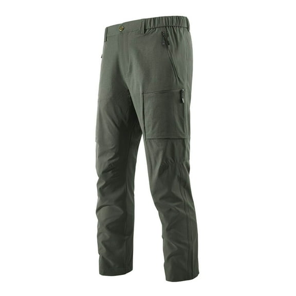 Cargo Pants Men Work Water Resistant Hiking Pants Six Zipper Pockets Thin Lightweight Four Seasons Outdoor Army Green XXXXL