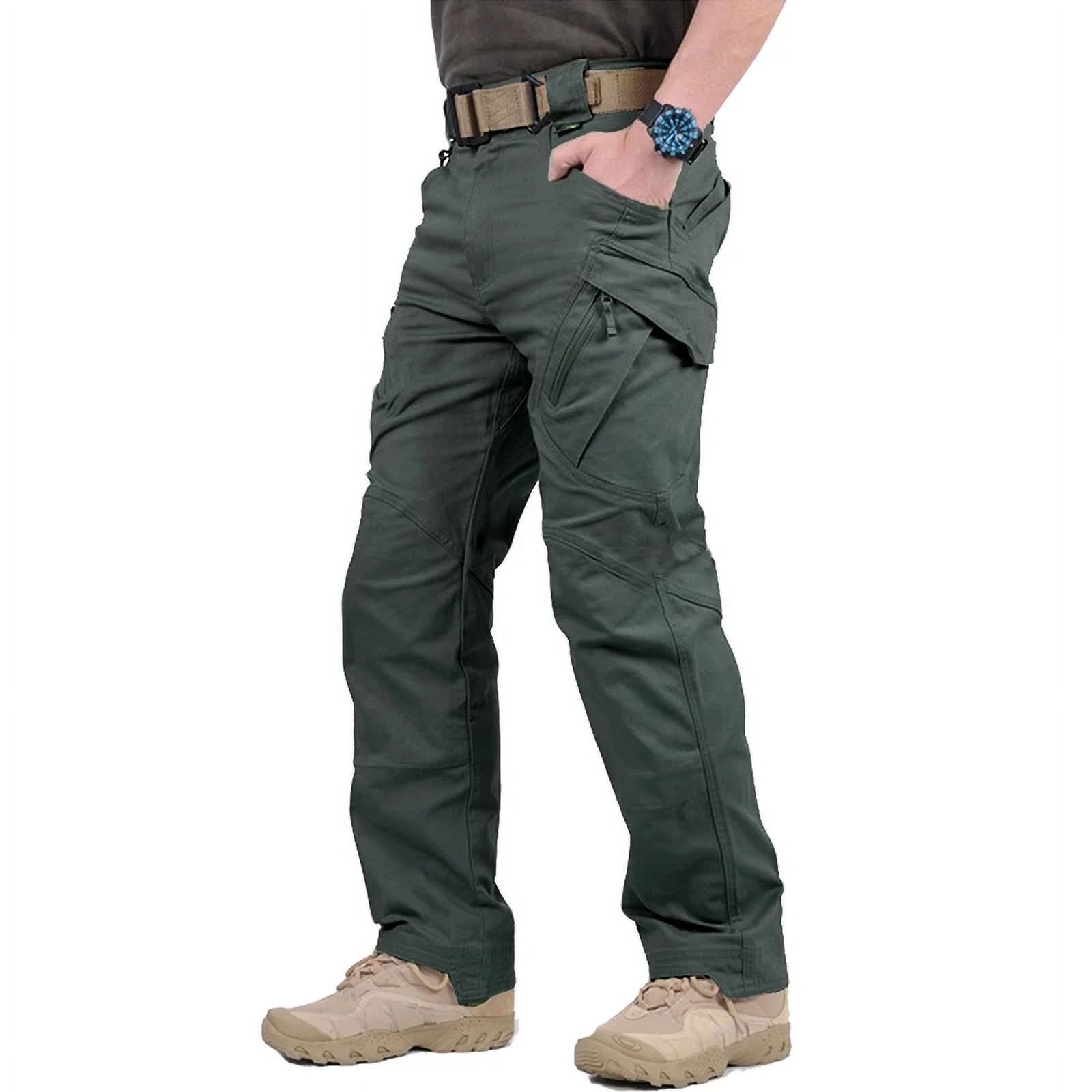 Cargo Pants Men's Stretch Cotton Work Pants Flexible Outdoor Waist Belt