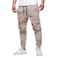 thumbnail image 1 of Cargo Pants for Mens 2025 Plus Size Fashion Casual Comfy Solid Pocket Waist Drawstring Regular Binding Pants Fitness Pants Cargo Pants Trousers Khaki 2XL, 1 of 6
