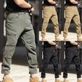 thumbnail image 1 of Cargo Pants for Mens 2025 Plus Size Fashion Casual Solid Sports Baggy Straight Leg Multi Pockets Lounge Wide Leg Workout Fitness Pants Cargo Pants Trousers Army Green 4XL, 1 of 9