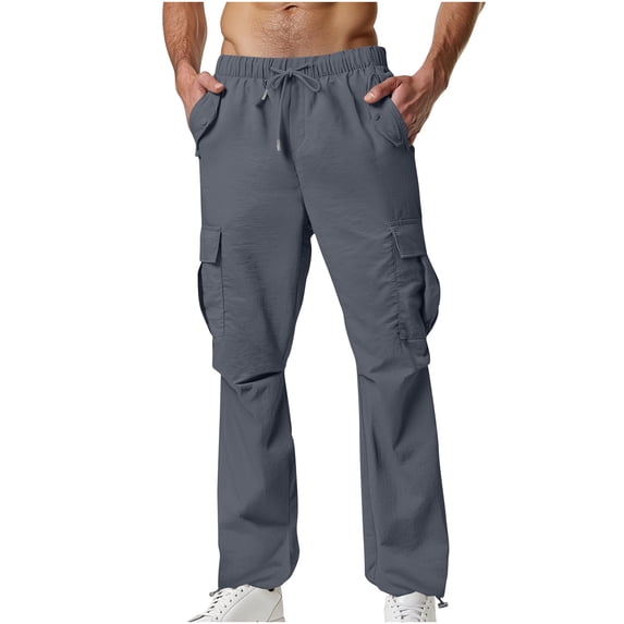 Cargo Pants for Mens Athletic-Fit Baggy Stretchy Wide Leg Pants Comfort Casual Athletic Track Pants Running Cycling Workout Sweatpants with Mutil Pockets