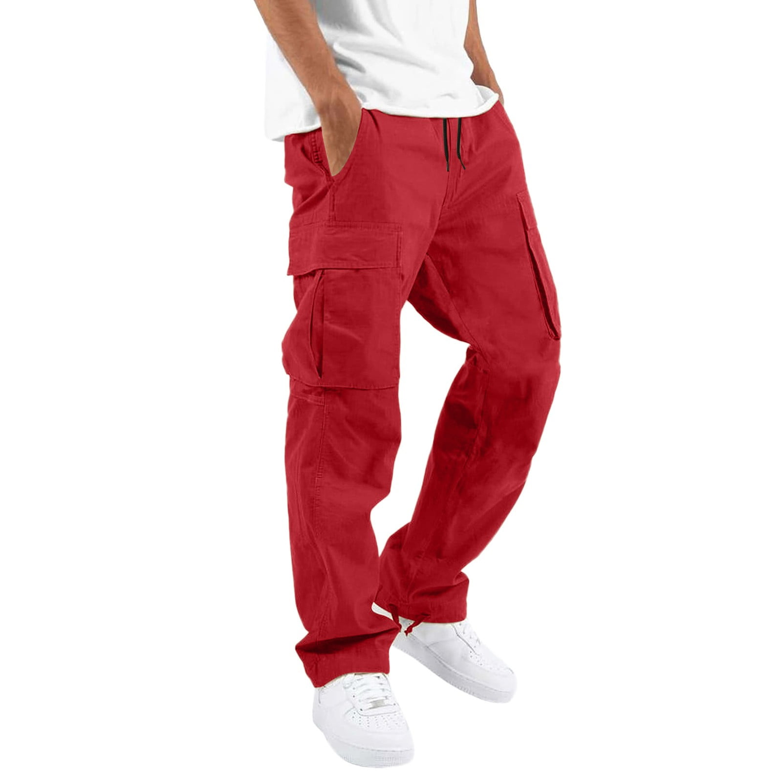 Amazon.com: Cotton Men Elastic Waist Harem Pant Street Punk Hip Hop Red  Casual Trousers Joggers Male Army Cargo Pants Black S : Clothing, Shoes &  Jewelry