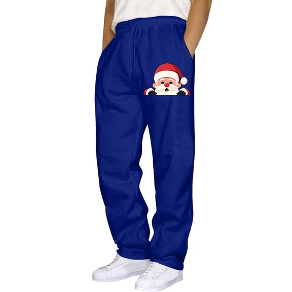 Cargo Pants Mens Christmas Hop Pants Casual Solid Color Track Lace Up Workout With Pocket Foam Training Men Band 1 Training for Man Mens Straight 4 8 Toe Band Workout with Pockets Blue XXL