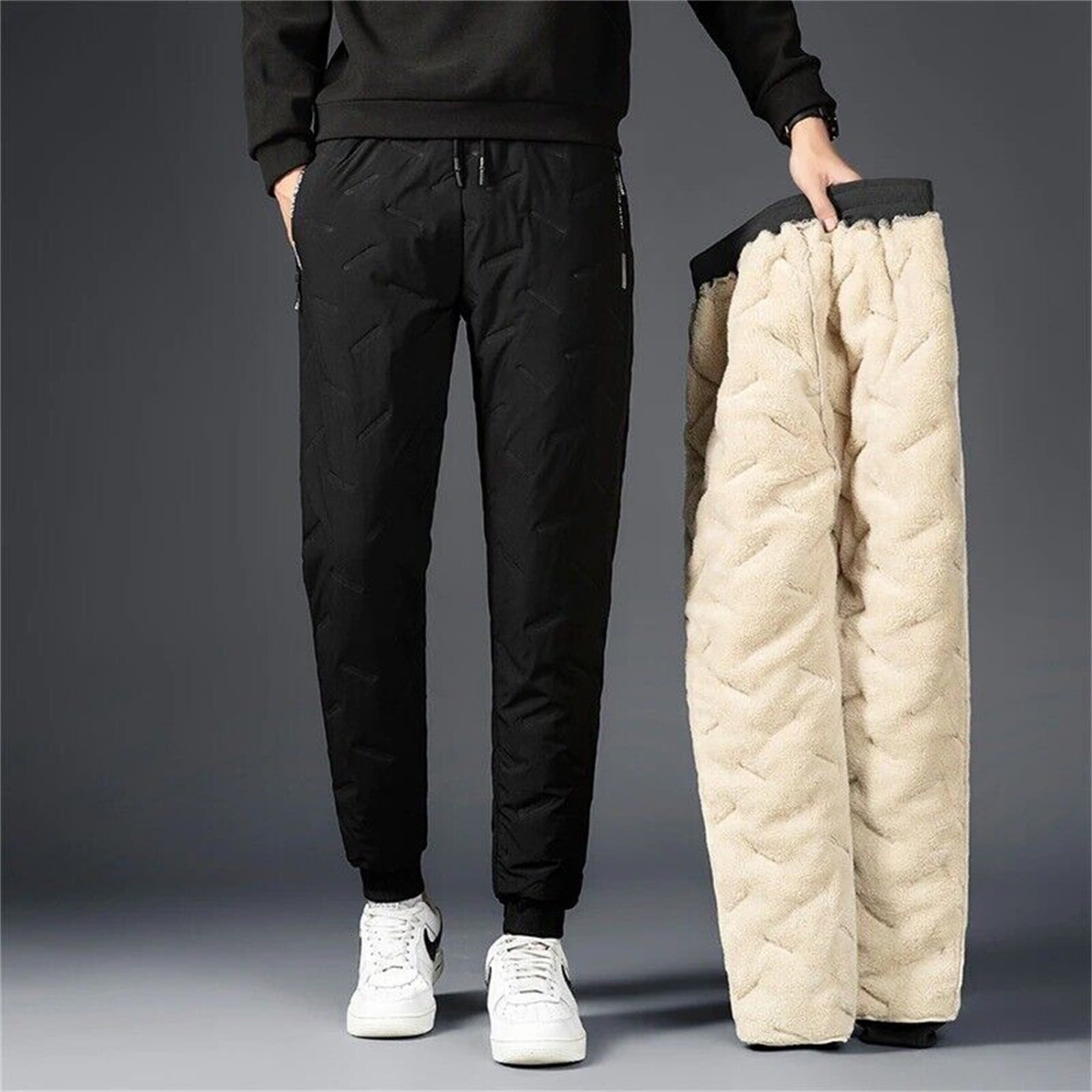 Cargo Pants Mens Lined Sweatpants Winter Warm Fuzzy Leggings Joggers Heavy  Duty Active Running Pants Trousers