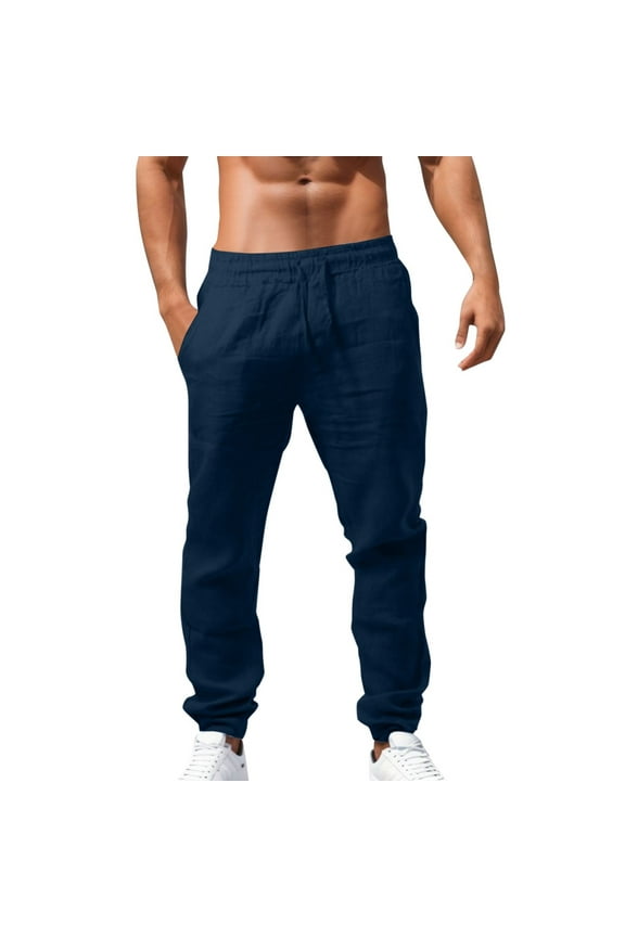Cargo Pants Open Toe Jean Cut Band 13 Sports Pants for Men Little Year Solid Men's Color Loose Breathable Casual Blue 5XL