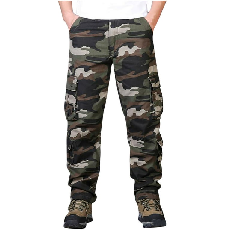 Men's Camo Cargo Pants Classic Stretch Regular Fit Ankle Length Hunting  Pant Casual Multi Pockets Military Army Work Pants
