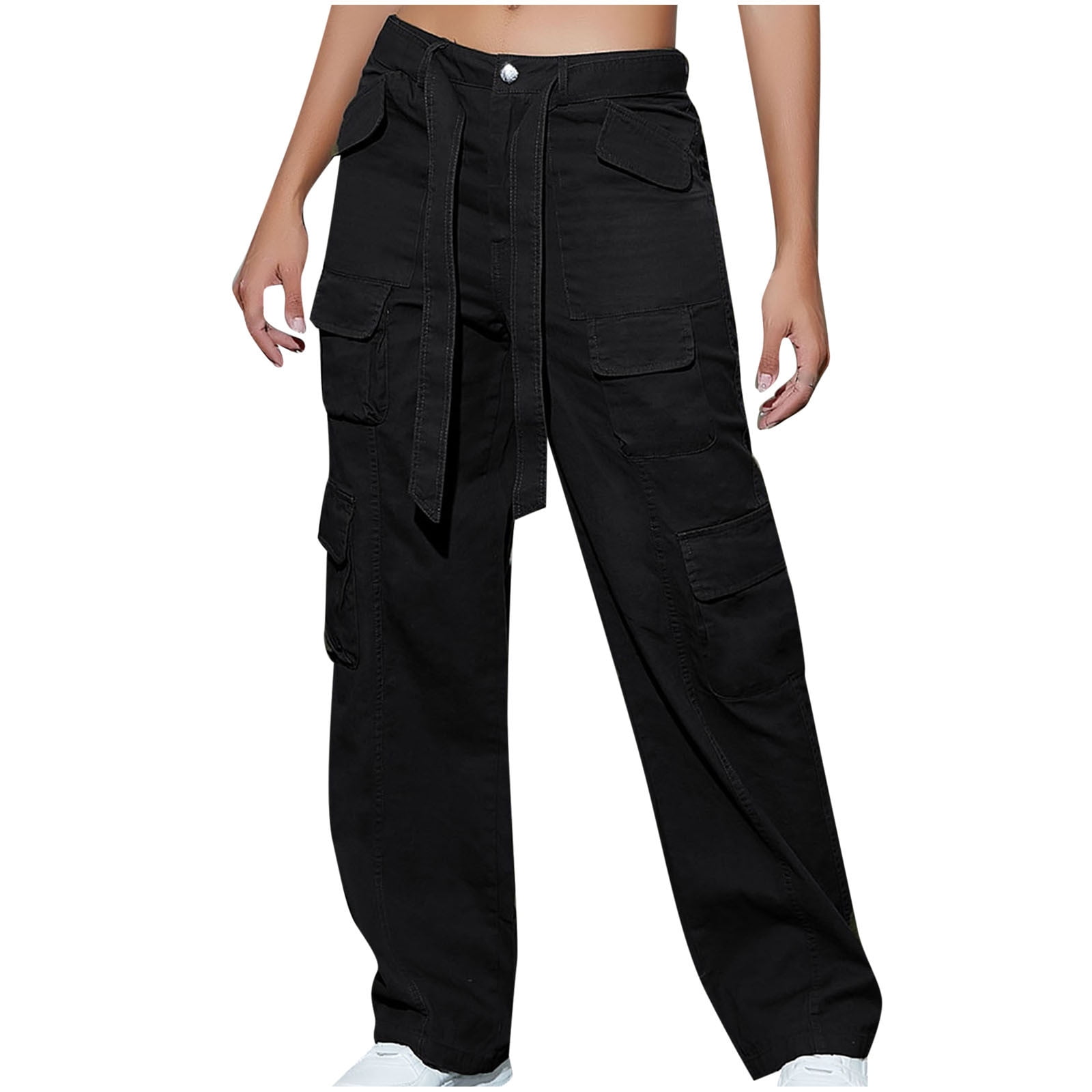Cargo Pants Sweatpants Women Multi Pockets Solid Color Adjustable